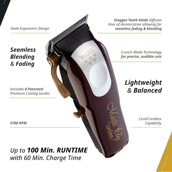 Taladro Wahl profesional, de 5 estrellas, inalámbrico/taladro Magic Clip N.° 8148, ideal para barberos y estilistas, taladro de precisión cargado con características, más de 90 minutos de funcionamiento continuo - Imagen 2