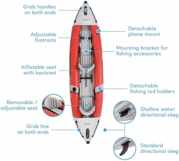 Intex Excursion Pro Kayak - Kayak inflable para pesca, Serie Profesional - Imagen 9