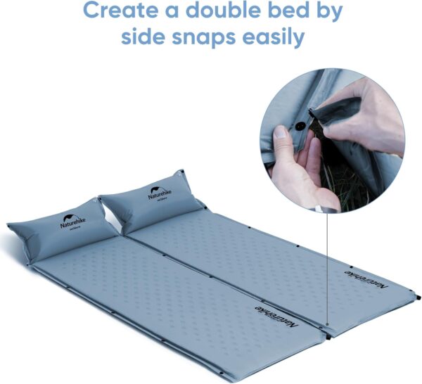 Naturehike Almohadilla de dormir autoinflable, almohadilla de campamento ultraligera de espuma viscoelástica con almohada, inflado rápido, almohadilla de dormir de retazos para campamento, senderismo. - Imagen 5