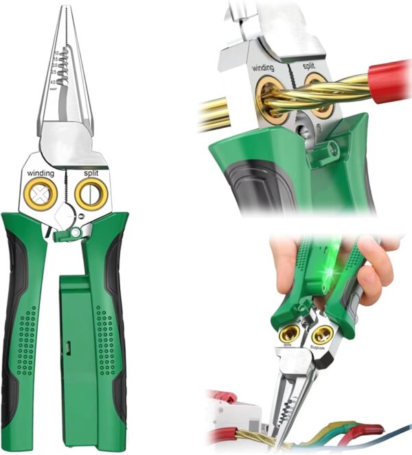 GADO Pelacables Twister con función de medición de electricidad, alicates de pelado de cables 8 en 1 para cortar y tirar de cables, tijeras de cable para raspar y presionar cables con prueba