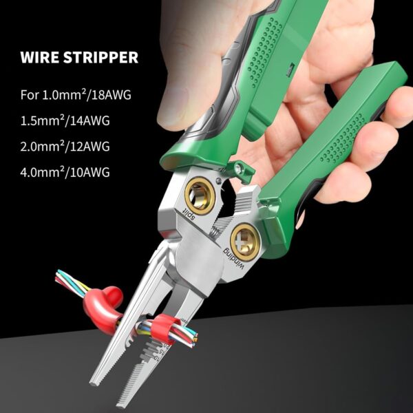 GADO Pelacables Twister con función de medición de electricidad, alicates de pelado de cables 8 en 1 para cortar y tirar de cables, tijeras de cable para raspar y presionar cables con prueba - Imagen 6
