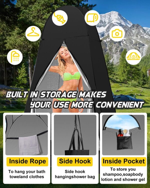 Juego de ducha de campamento, tienda de ducha portátil de 6.6 pies y bomba de ducha de campamento de 6000 mAh para camping, inodoro y playa. - Imagen 7