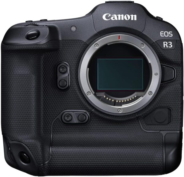 Canon Cámara sin espejo EOS R3 (solo cuerpo), cámara de fotograma completo, 6K 60p RAW, video 4K 120p, sensor CMOS de 24.1 megapíxeles, procesador de imagen DIGIC X, para deportes, acción, negro
