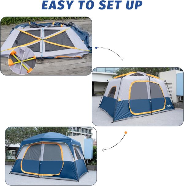 Tienda de campaña para 8 personas, impermeable, resistente al viento, con lluvia, fácil de instalar, tiendas de campaña portátiles para acampar - Imagen 6