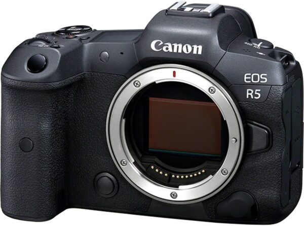 Canon Cámara sin espejo EOS R5 (solo cuerpo), cámara híbrida de fotograma completo, video 8K, sensor CMOS de 45 megapíxeles, procesador de imagen DIGIC X, hasta 12 FPS, montaje RF, negro - Imagen 2