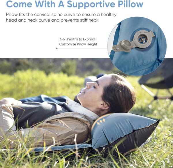 Naturehike Almohadilla de dormir autoinflable, almohadilla de campamento ultraligera de espuma viscoelástica con almohada, inflado rápido, almohadilla de dormir de retazos para campamento, senderismo. - Imagen 4