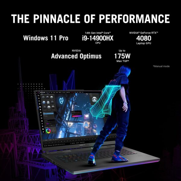 ASUS Portátil para juegos ROG Strix Scar 18 (2024), Nebula HDR 16:10 QHD 240Hz/3ms, GeForce RTX™ 4080, Intel® Core™ i9-14900HX, 32GB DDR5-5600, SSD PCIe de 1 TB, Wi-Fi 6E, Windows 11 Pro, G834J. - Imagen 5