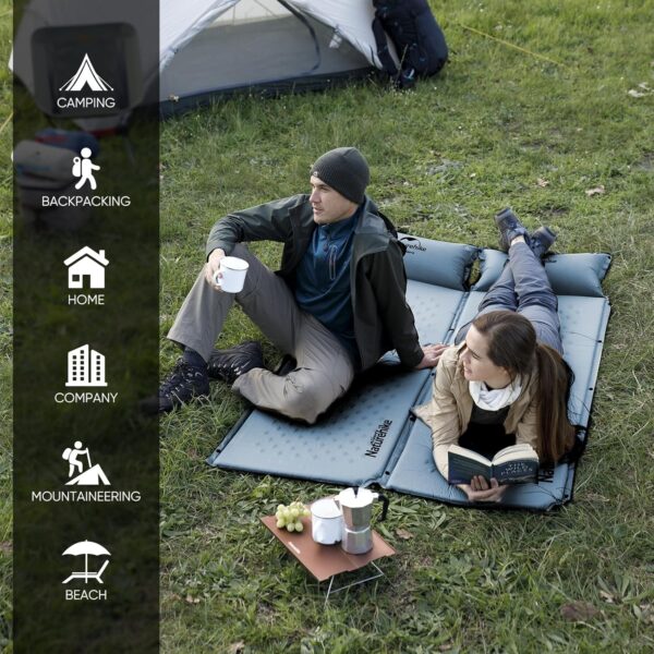 Naturehike Almohadilla de dormir autoinflable, almohadilla de campamento ultraligera de espuma viscoelástica con almohada, inflado rápido, almohadilla de dormir de retazos para campamento, senderismo. - Imagen 7