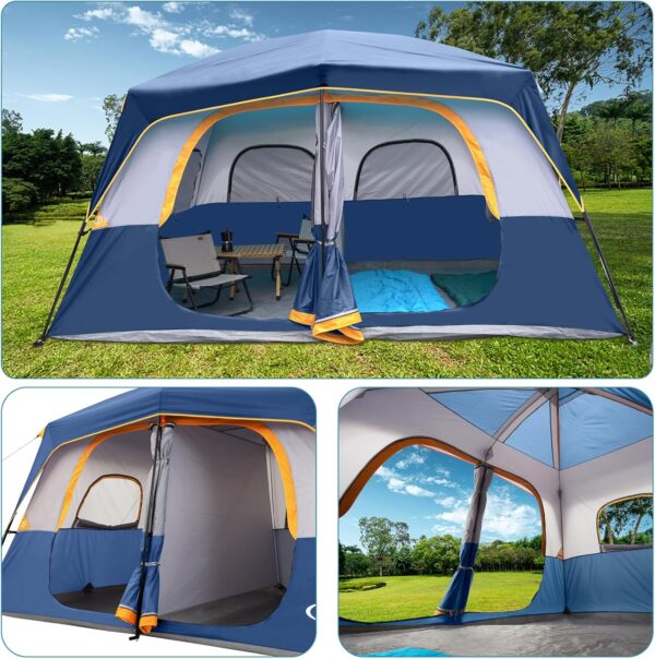 Tienda de campaña para 8 personas, impermeable, resistente al viento, con lluvia, fácil de instalar, tiendas de campaña portátiles para acampar - Imagen 7