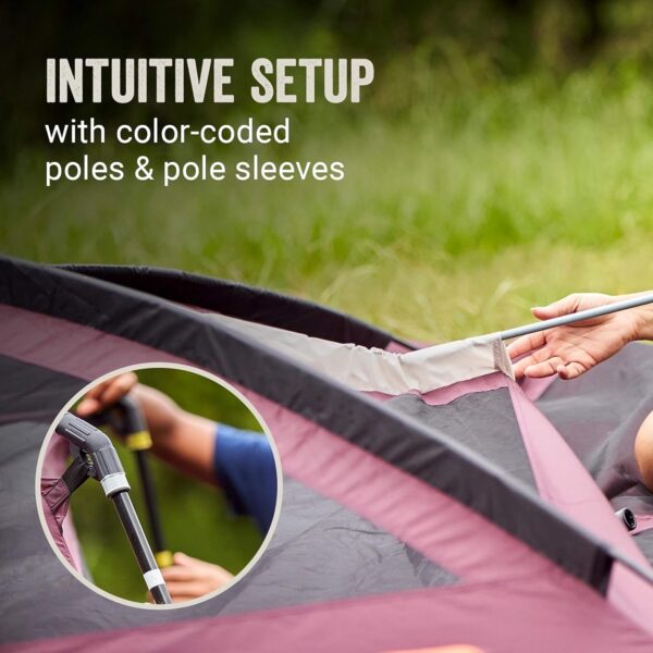 Coleman Skylodge - Tienda de campaña familiar para 8, 10 y 12 personas, resistente a la intemperie, con sala de pantalla convertible, postes codificados por colores, divisor de habitación, lluvia. - Imagen 9