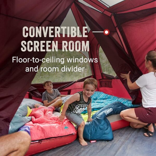 Coleman Skylodge - Tienda de campaña familiar para 8, 10 y 12 personas, resistente a la intemperie, con sala de pantalla convertible, postes codificados por colores, divisor de habitación, lluvia. - Imagen 3