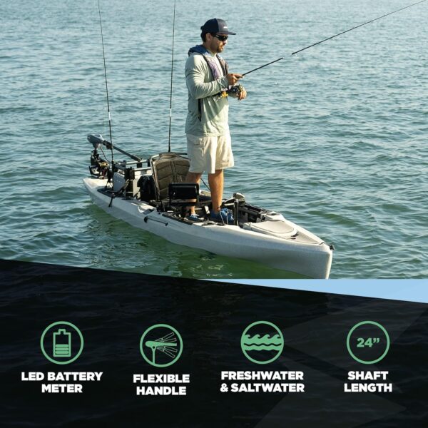 Newport Vessels - Kayak Series de 55 libras con motor eléctrico de arrastre de agua salada con indicador LED de batería (eje de 24 pulgadas) - Imagen 3