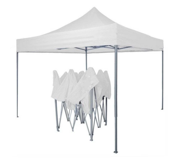 Tolda Gazebo Plegable 3M X 3M De Color Blanco. Incluye Bolsa Para Fácil Traslado